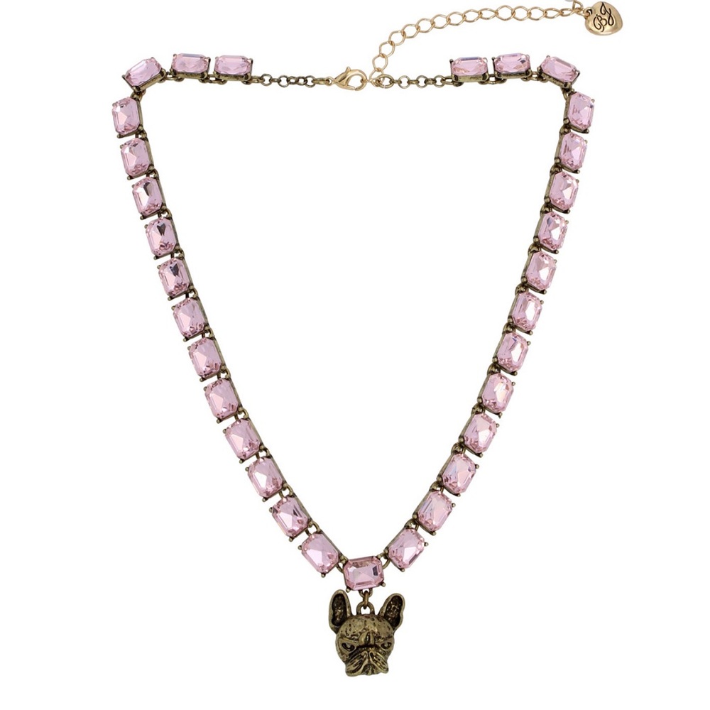 Betsey Johnson Frenchie Pendant Tennis Necklace